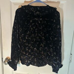 Anthropologie Elegant Black Velvet Women's Top